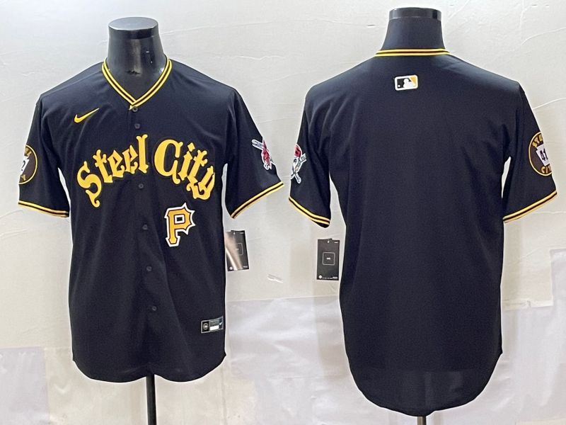 Men 2025 Pittsburgh Pirates Blank Black Game Nike MLB Jersey style 7153